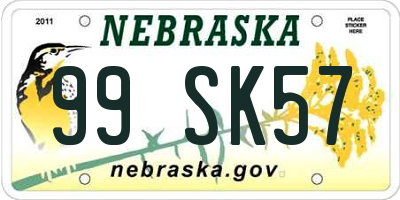 NE license plate 99SK57