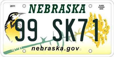 NE license plate 99SK71