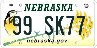 NE license plate 99SK77