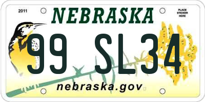 NE license plate 99SL34