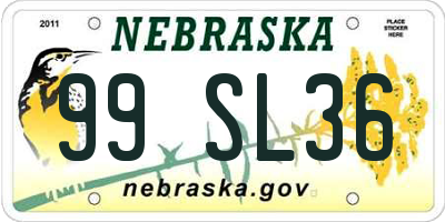 NE license plate 99SL36