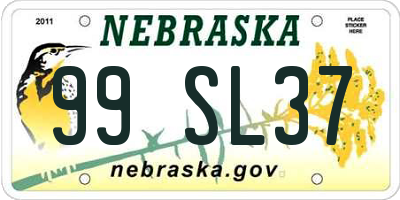 NE license plate 99SL37