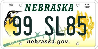 NE license plate 99SL85