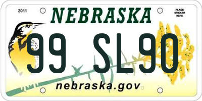 NE license plate 99SL90