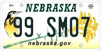 NE license plate 99SM07