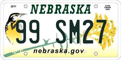 NE license plate 99SM27