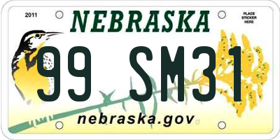 NE license plate 99SM31