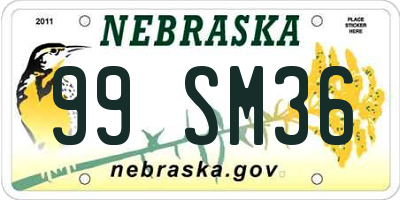 NE license plate 99SM36