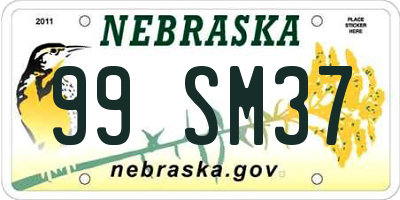 NE license plate 99SM37