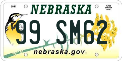 NE license plate 99SM62