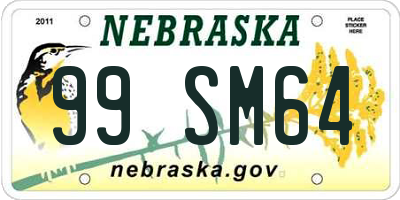 NE license plate 99SM64