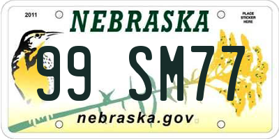 NE license plate 99SM77