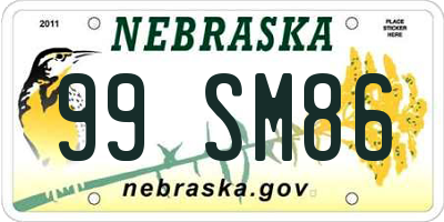 NE license plate 99SM86