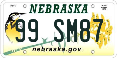 NE license plate 99SM87