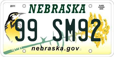 NE license plate 99SM92