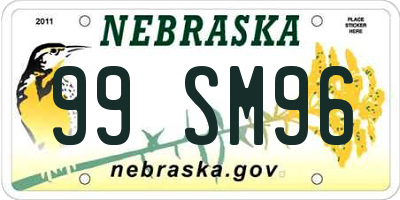 NE license plate 99SM96