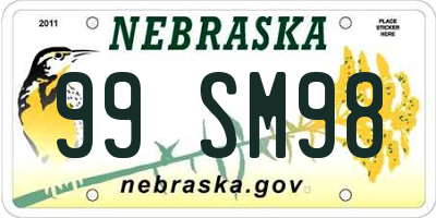 NE license plate 99SM98