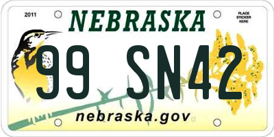 NE license plate 99SN42