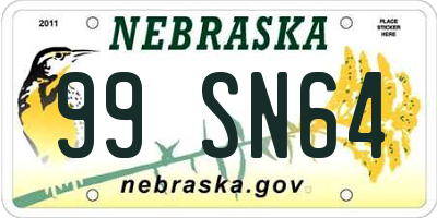 NE license plate 99SN64