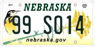 NE license plate 99SO14