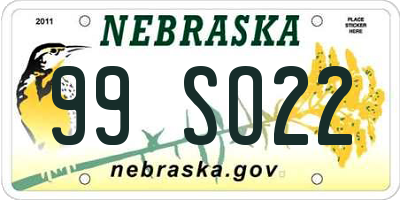 NE license plate 99SO22