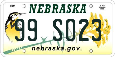 NE license plate 99SO23