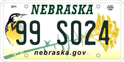 NE license plate 99SO24