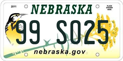 NE license plate 99SO25