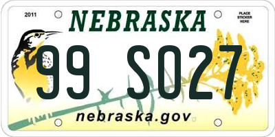 NE license plate 99SO27