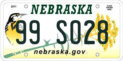 NE license plate 99SO28