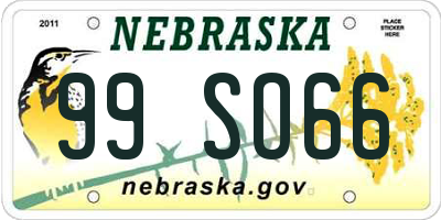 NE license plate 99SO66