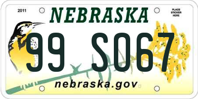 NE license plate 99SO67