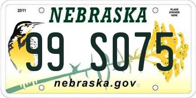 NE license plate 99SO75