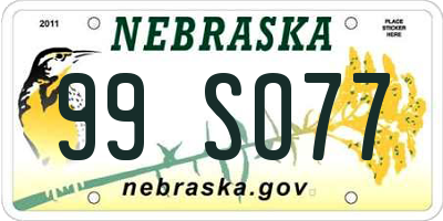 NE license plate 99SO77