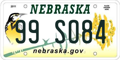 NE license plate 99SO84