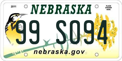 NE license plate 99SO94