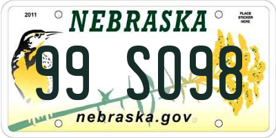 NE license plate 99SO98