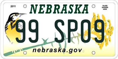 NE license plate 99SP09