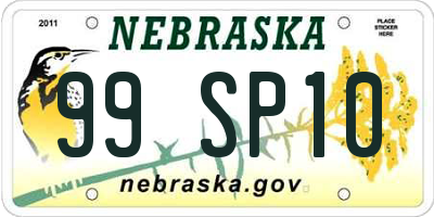 NE license plate 99SP10