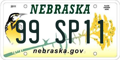 NE license plate 99SP11