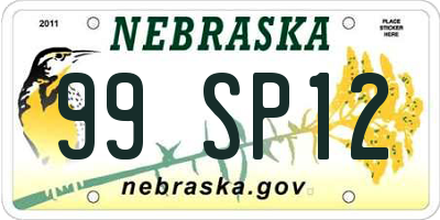 NE license plate 99SP12