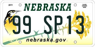 NE license plate 99SP13