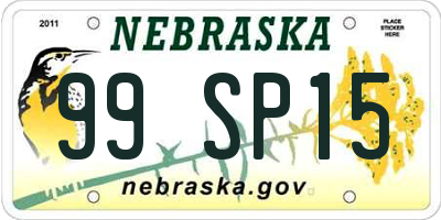 NE license plate 99SP15