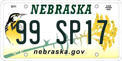 NE license plate 99SP17