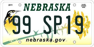 NE license plate 99SP19