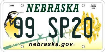 NE license plate 99SP20