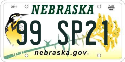 NE license plate 99SP21