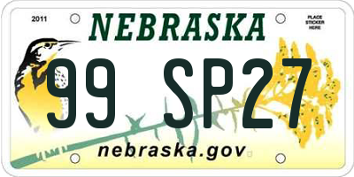 NE license plate 99SP27