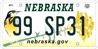 NE license plate 99SP31