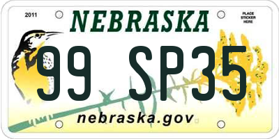 NE license plate 99SP35